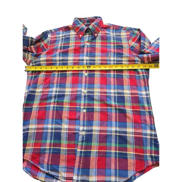 Polo Ralph Lauren Shirt Mens Medium Red Plaid Slim Fit Button Up Preppy Cotton‎ - Picture 5 of 12